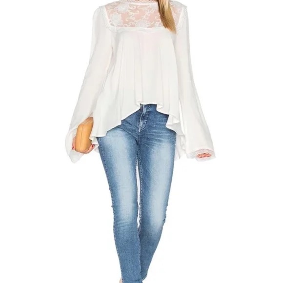 New! For Love and Lemons Ellery lace Blouse White NWT 45756 - Picture 5 of 15
